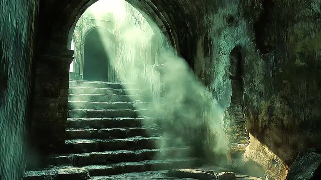 The basement was dimly lit, filled with old boxes and unused furniture, giving it a mysterious feel.