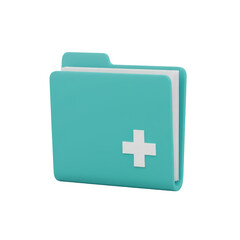Fototapeta premium Three-Dimensional Medical Folder Icon Floating Against a Transparent Environment