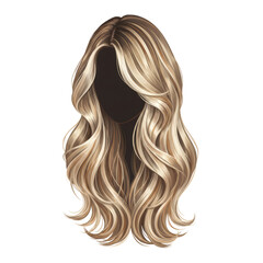 Naklejka premium Stylized blonde hairstyle illustration with intricate highlights and transparent area featuring
