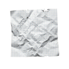 Obraz premium Isolated crumpled graph paper square with transparent backdrop for versatile design usage