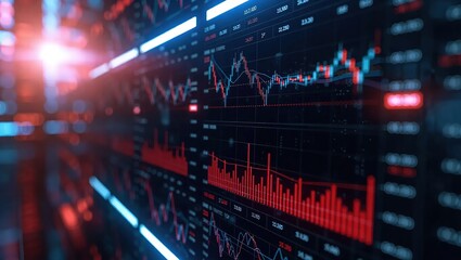 Obraz premium Digital Stock Market Chart Displaying Financial Data and Trading Trends.