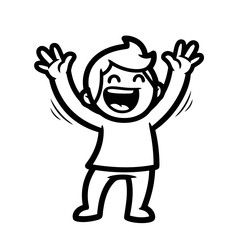 Obraz premium Happy child with arms raised in excitement and joy