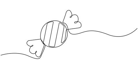 Sweet Candy single outline illustration, Continuous line art drawing of candy for kids, Editable stroke, Candy continuous one line drawing on transparent background in minimalist style outline vector.
