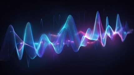 Colorful Sound Wave Pattern With Dynamic Shapes in a Dark Background Creating an Abstract Visual Representation of Audio Frequencies and Rhythms