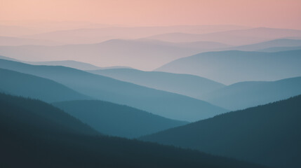 A majestic mountain silhouette against a twilight sky, radiating calm and natural beauty.