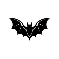 Silhouette of flying bat on transparent background