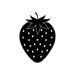 Black strawberry graphic on transparent background silhouette