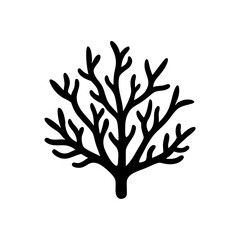 Silhouette of a small tree on transparent background