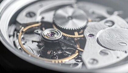 Close-up view of a mechanical watch movement showcasing intricate gears and components in detail