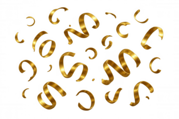Gold metallic curling ribbons cascade down, infusing a festive cheer into any celebration, party, or holiday theme