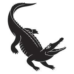Stylized silhouette of an alligator with open mouth
