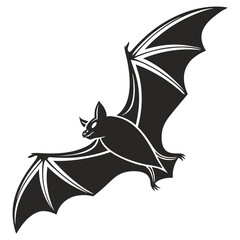 Stylized black bat in flight silhouette