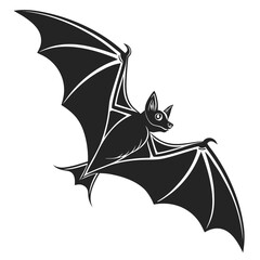 Stylized black bat in flight silhouette