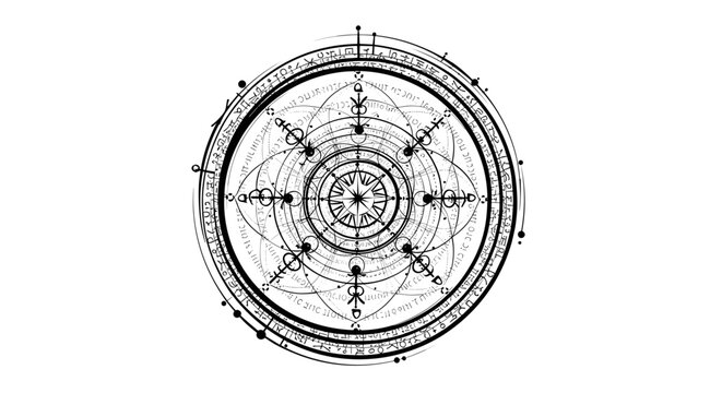 Intricate Sacred Geometry Mandala on White Background.