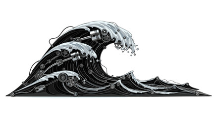 Stylized Dark Wave Illustration.