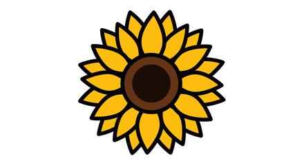 Stylized Sunflower Icon with Yellow Petals and Dark Center.
