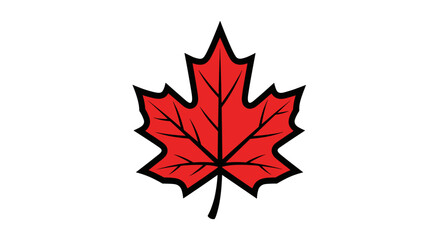 Stylized Red Canadian Maple Leaf Illustration on White.