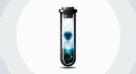 Test tube with glowing substance inside science concept.
