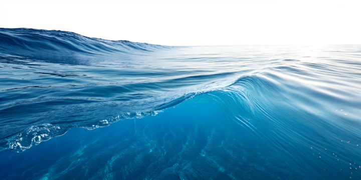 blue water surface with transparent background.
