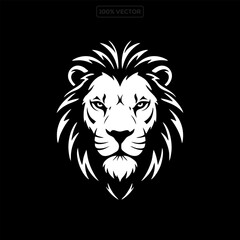 Lion logo design royal crown vector illustration on black background vector