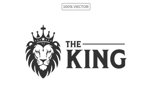 lion luxury logo icon template, elegant lion logo design illustration, lion head with crown logo