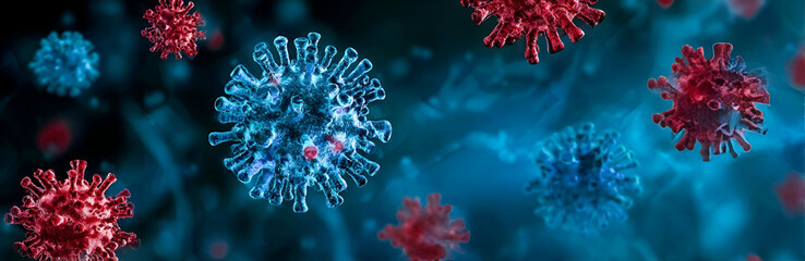 Obraz premium Detailed illustration of virus particles showcasing structure and detail, perfect for educational and medical use.