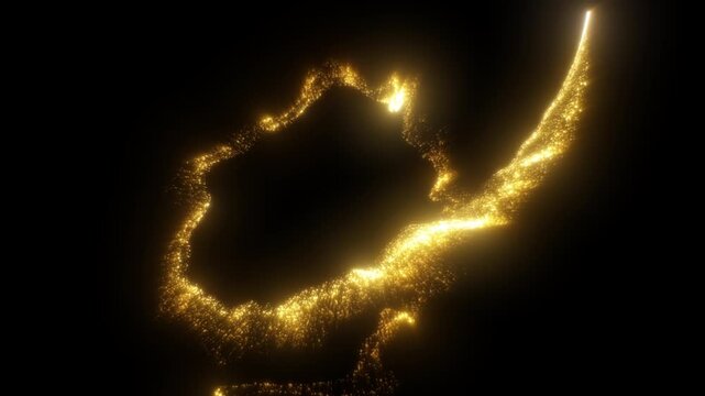 4K Golden particles and sparkles. Christmas gold glitters. Bokeh lights. 3D glowing dust trail. Logo revealer. Intro animation. Isolated on black. Celebration, anniversary, Diwali, Xmas 2026