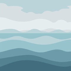 Abstract Landscape with Wavy Hills and Clouds nature