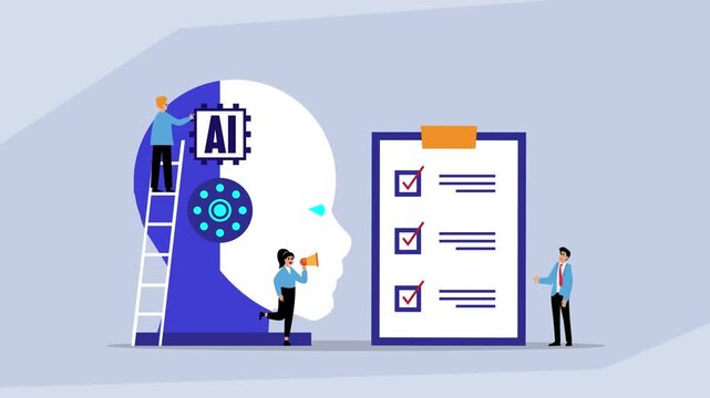 Building and Implementing AI Strategy cartoon animation