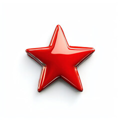Obraz premium Glossy Red Star Shape on White Background for Creative Design Use