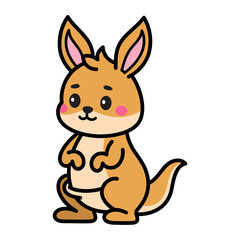 Cartoon Kangaroo Character Isolated on Transparent Background Illustration