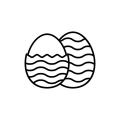 Linear Graphic Depicting Two Eggs with One Cracked and One with Wavy Lines Against Transparent Background