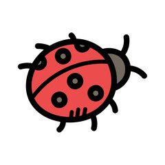 Cartoon Ladybug with Red Body and Black Spots on Transparent Background Kidlike Drawing Style