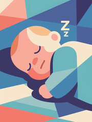 Illustration Of Baby Sleeping Vector Design Template