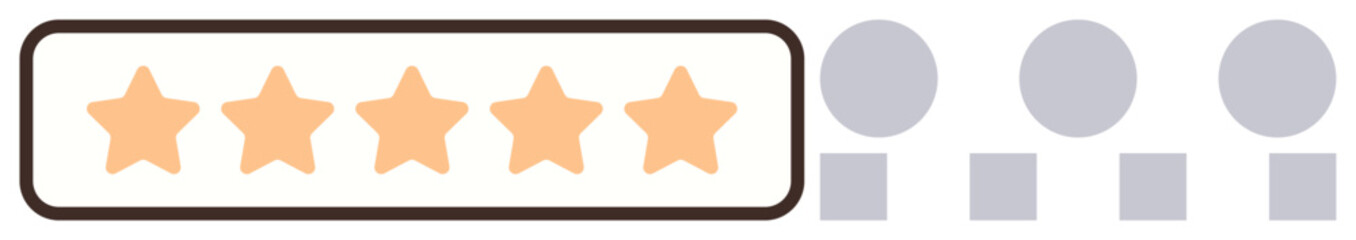 Five-star rating scale with highlighted orange stars and gray empty stars, representing evaluation, feedback, and quality assessment. Ideal for review, performance, experience, rating, scoring