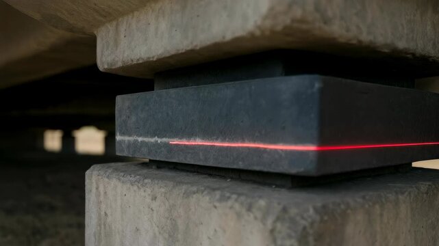 Laser level tool for concrete pillar and foundation structure precise alignment reducing heat wave impact infrastructure vibration absorption