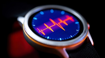 Innovative Smartwatch Displaying Heart Rate Monitor with Vibrant Graphical Visualization in a Sleek Design, Perfect for Health Tracking and Fitness Enthusiasts