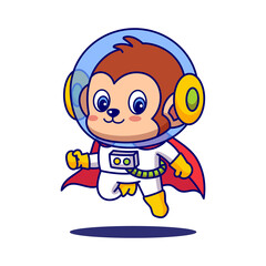 Cartoon Monkey Astronaut in White Suit Reading Book on Transparent Background
