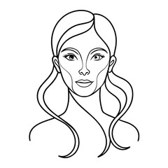 Abstract Woman Face Continuous Line Drawing Minimalist Art Vector