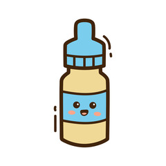 Cartoon Medicine Dropper with Happy Face on Label in Pastel Colors