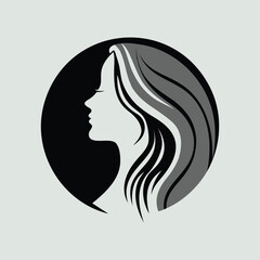 Elegant Woman Silhouette in Monochrome Circle Design