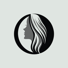 Elegant Woman Silhouette in Monochrome Circle Design