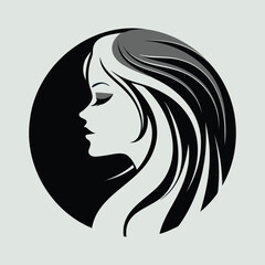 Elegant Woman Silhouette in Monochrome Circle Design