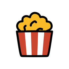 Popcorn bucket vector illustration, snack for movie theater
