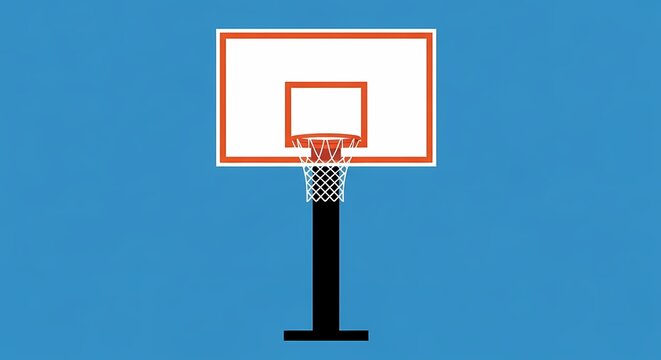 Basketball hoop with net on blue background - Powered by Adobe