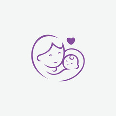 vector illustration of a mom and baby