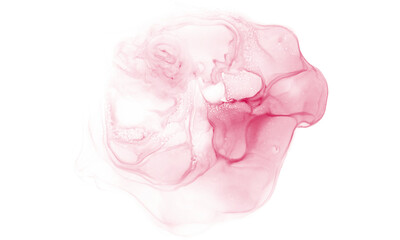 Abstract Red and Pink watercolor alcohol ink stain texture on Transparent Background