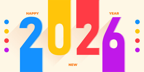 Colorful 2026 New Year Design Joyful, Bright, and Creative Vector Illustration