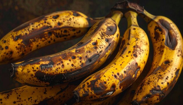 A Bunch of Overripe Brown Spotted Bananas.