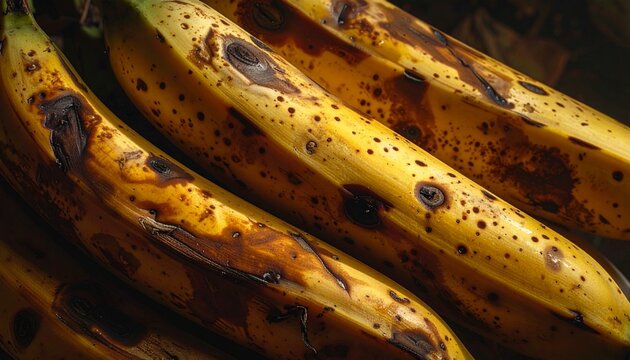 Close up of ripe bananas with brown spots ready for baking.